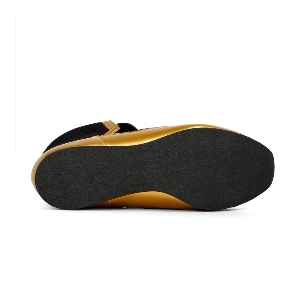 Winning RS-003 black and gold boxing boots, high-top with leather overlays