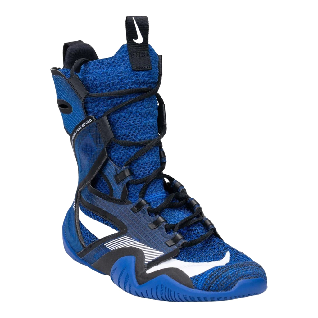 Nike HyperKO 2 Royal Blue boxing shoe, angled studio shot
