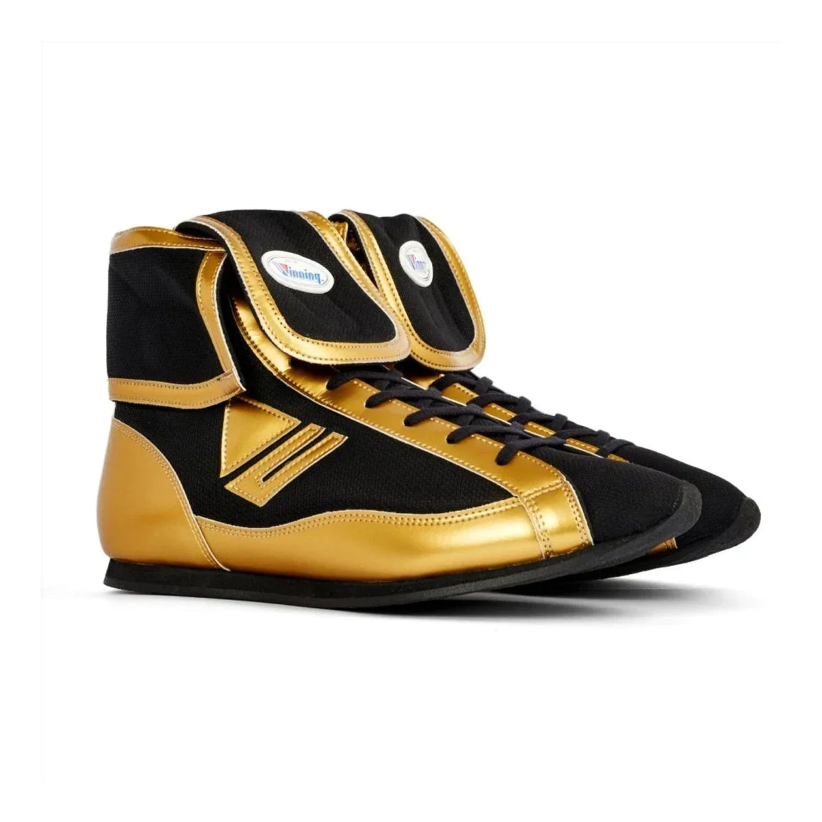 Winning RS-003 high-top boxing boots in black and gold, additional view