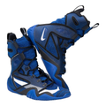 Nike HyperKO 2 royal blue, black and white high-top boxing shoes on white background