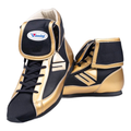 Winning Mid-Cut FOLD Type boxing boots in metallic gold and black with fold-over ankle collar