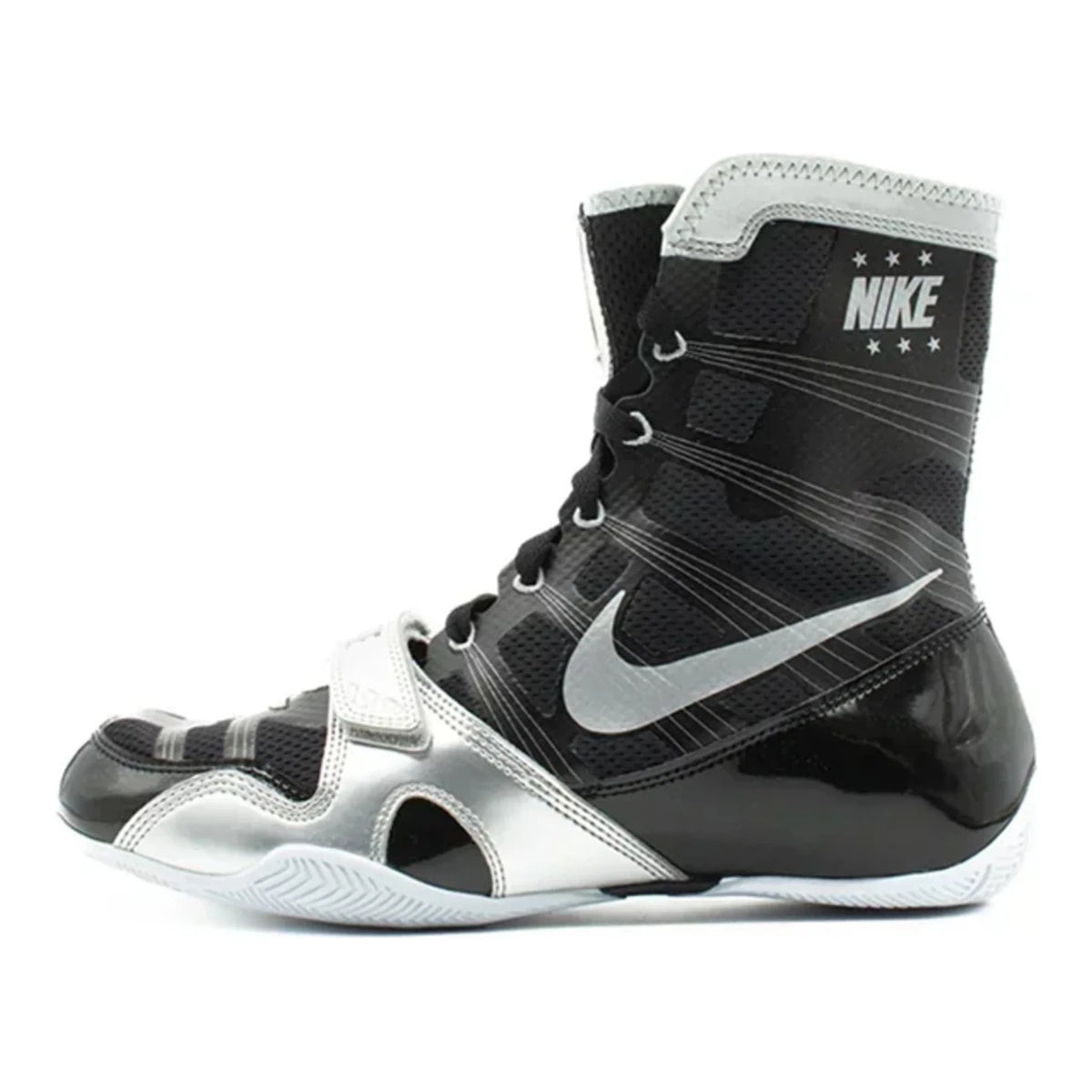 Nike HyperKO 1 Black/Silver lace-up closure and forefoot support detail