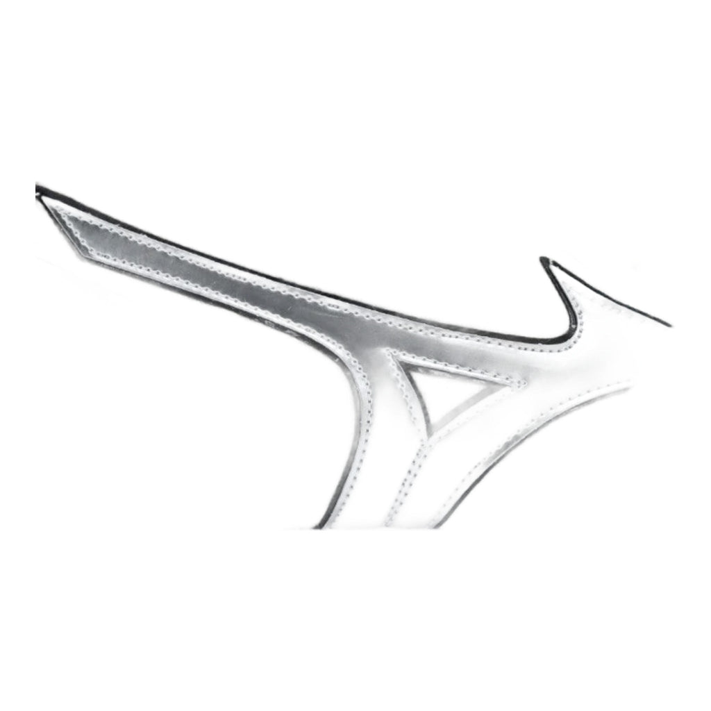 Mizuno Finisher MID boxing shoes white and silver, side profile showing lacing to the collar