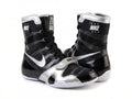 Nike HyperKO 1 boxing shoes in Black and Metallic Silver, high-top lace-up competition boxing shoe