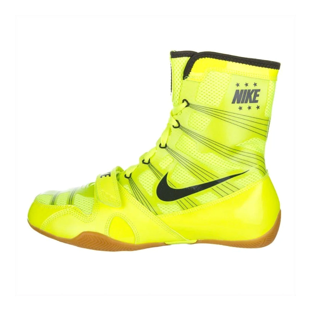 Nike HyperKO 1 boxing shoes in Volt Yellow, high-visibility high-top boxing shoe