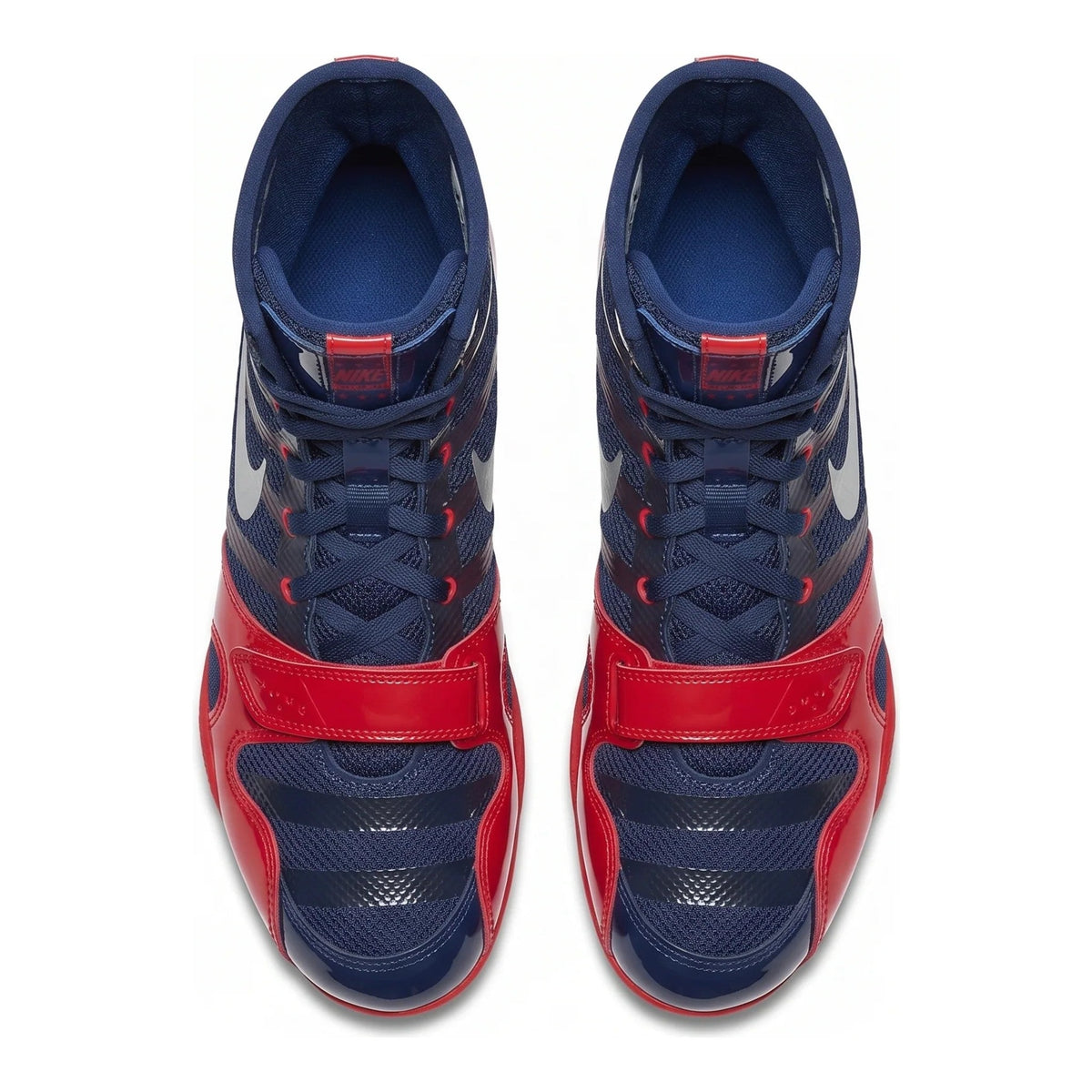 Nike HyperKO 1 Red/Blue boxing shoe pair, angled front view