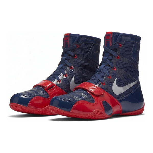 Nike HyperKO 1 boxing shoes in Red and Blue, high-top boxing shoe for ring footwork