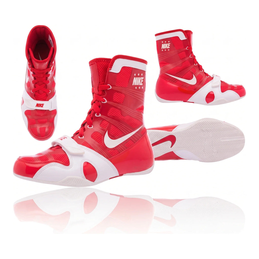 Nike HyperKO 1 Red/White boxing shoe, angled side view