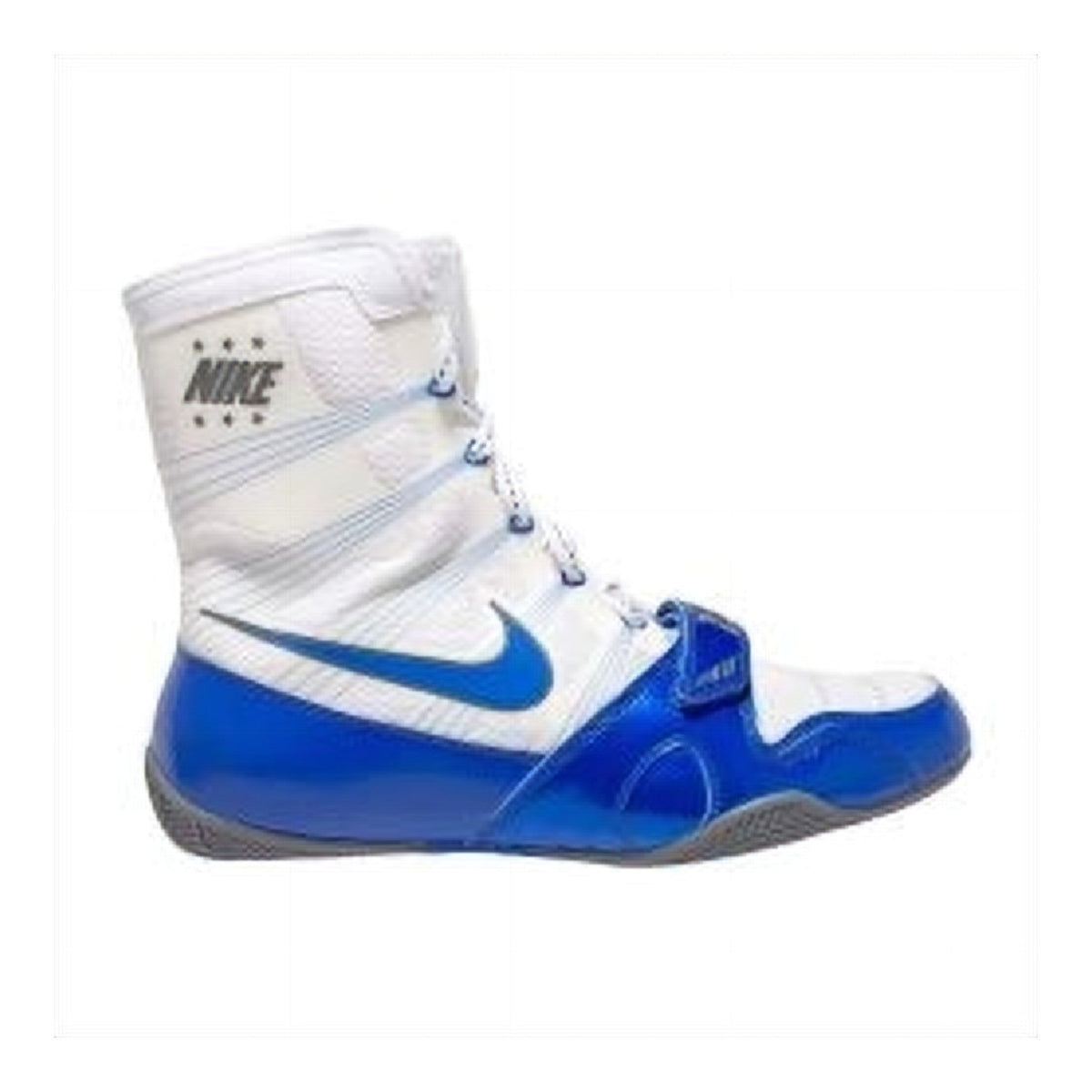 Nike HyperKO 1 White/Royal Blue boxing shoe pair, studio side shot