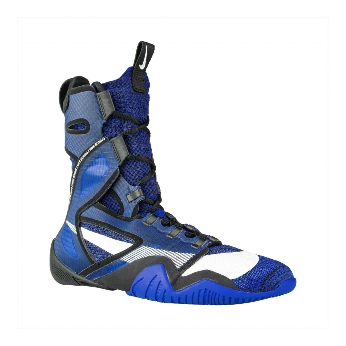 Nike HyperKO 2 boxing shoes in Royal Blue, Flyknit high-top boxing shoe for footwork