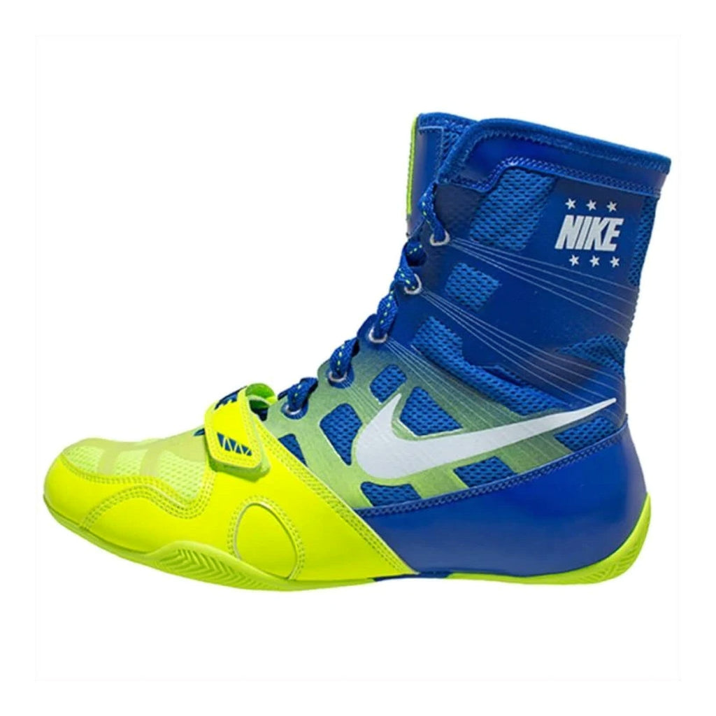 Nike HyperKO 3 boxing shoes in Blue and Volt, high-visibility lightweight build