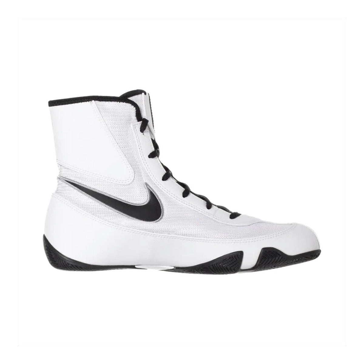 Nike Machomai 2 boxing shoes in White and Silver, lightweight high-top boxing shoe