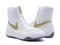 Nike Machomai boxing shoes in White and Gold, mid-top lace-up boxing shoe